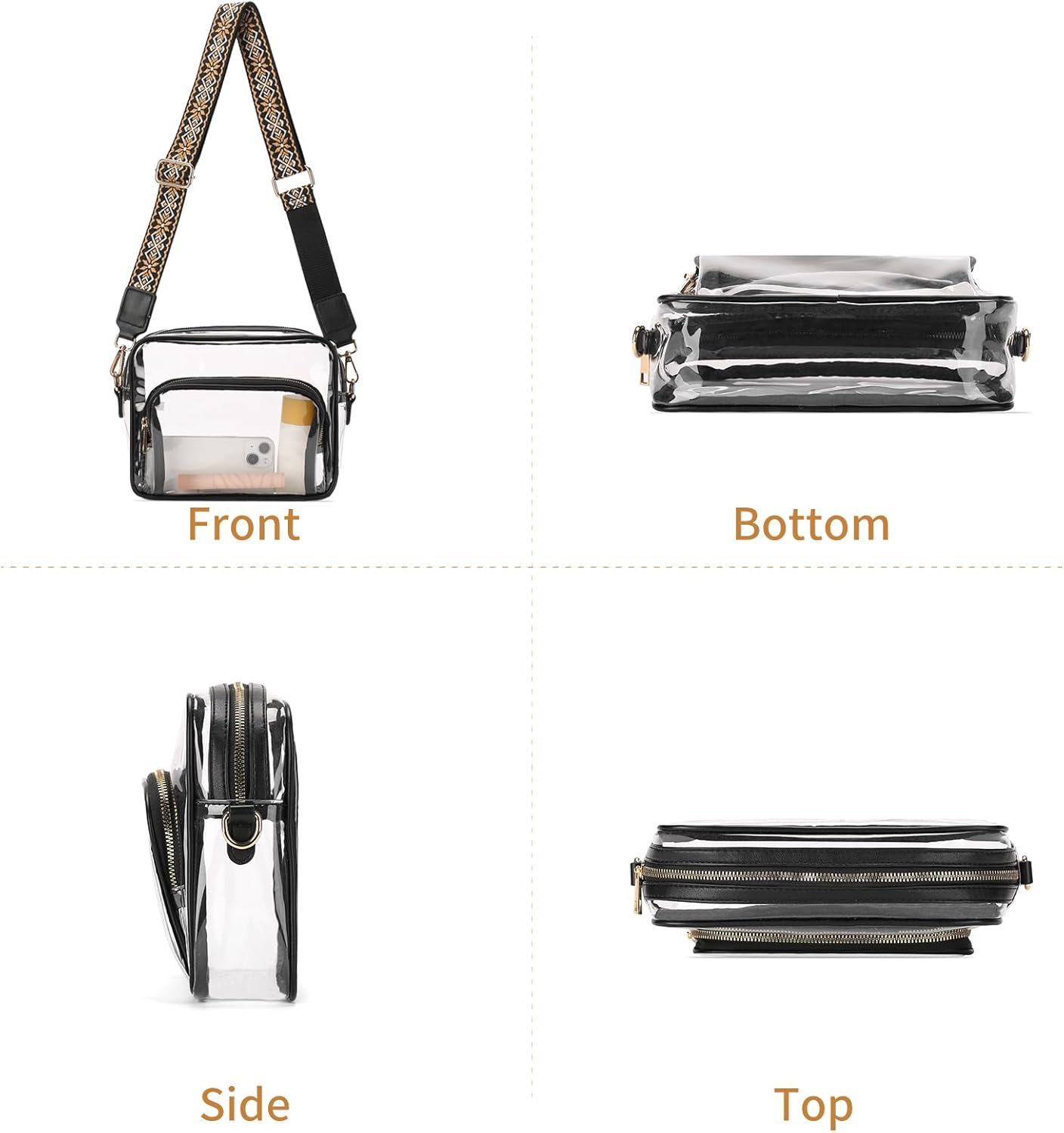 SENDEFN Clear Purse for Women, Clear Bag Stadium Approved with Front Pocket for Concerts, Sports, Festivals - Image 6