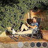 TecTake 800722 Aluminium Poly Rattan Sonnenliege mit Armlehnen und Rollen, klappbar, Gartenliege mit höhenverstellbarer Rückenlehne – Diverse Farben – (Grau | Nr. 403219) - 2