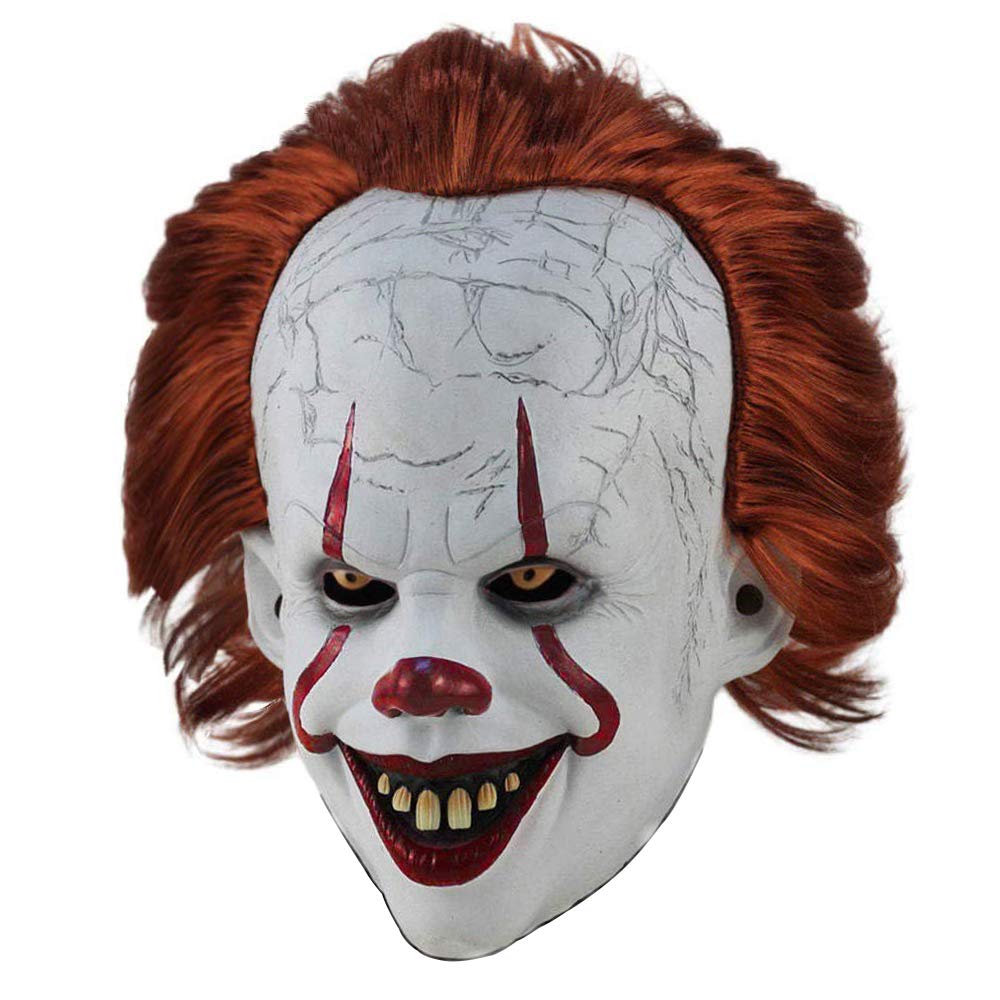 Scary IT Pennywise Clown Mask Creepy Clown Mask for Cosplay Prop Decoration, White, One size