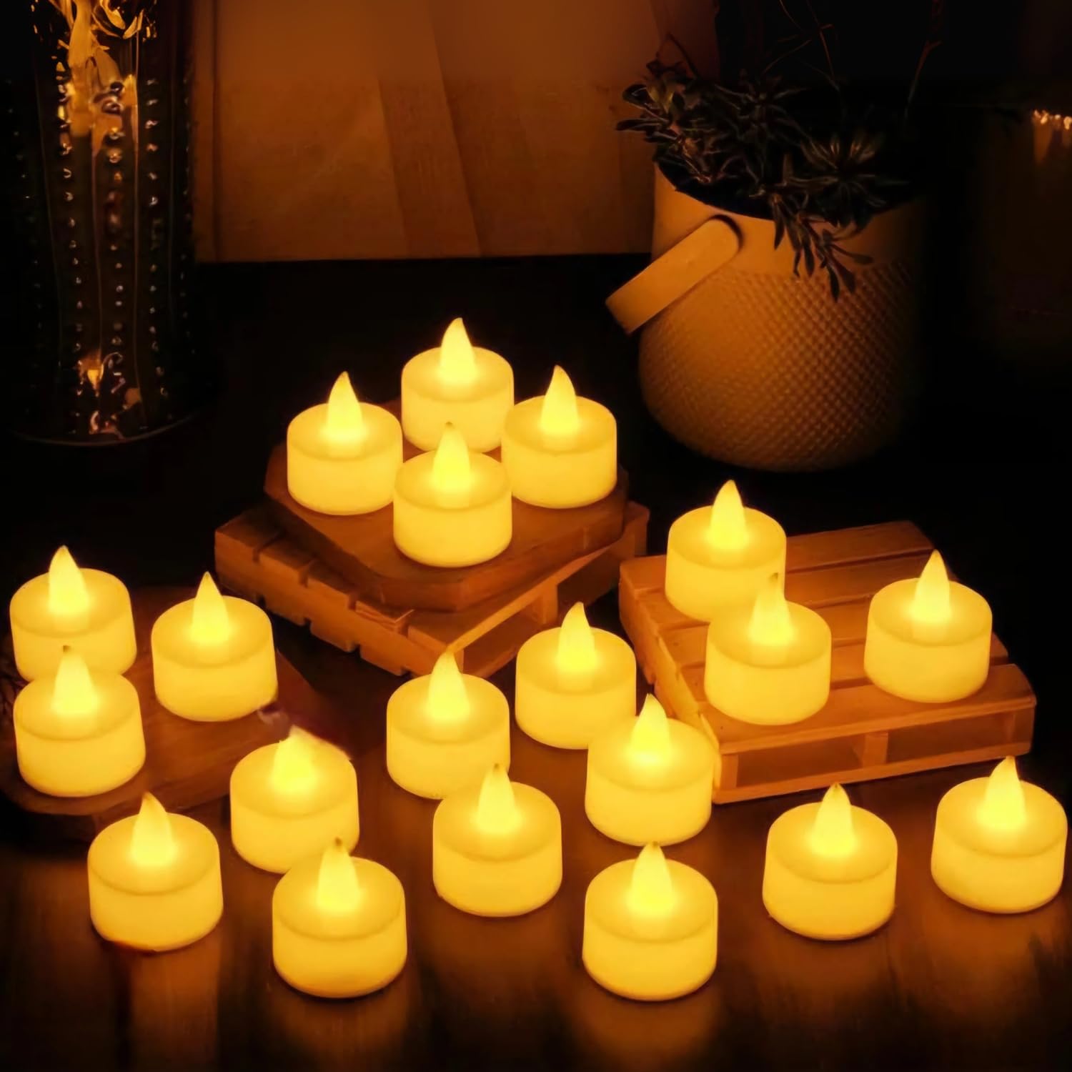 VERVENIX LED Tea Light Candles (Pack of 24) – Battery-Operated Flameless & Smokeless Decorative Lights for Diwali, Home Temple, Pooja and Holiday Decorations