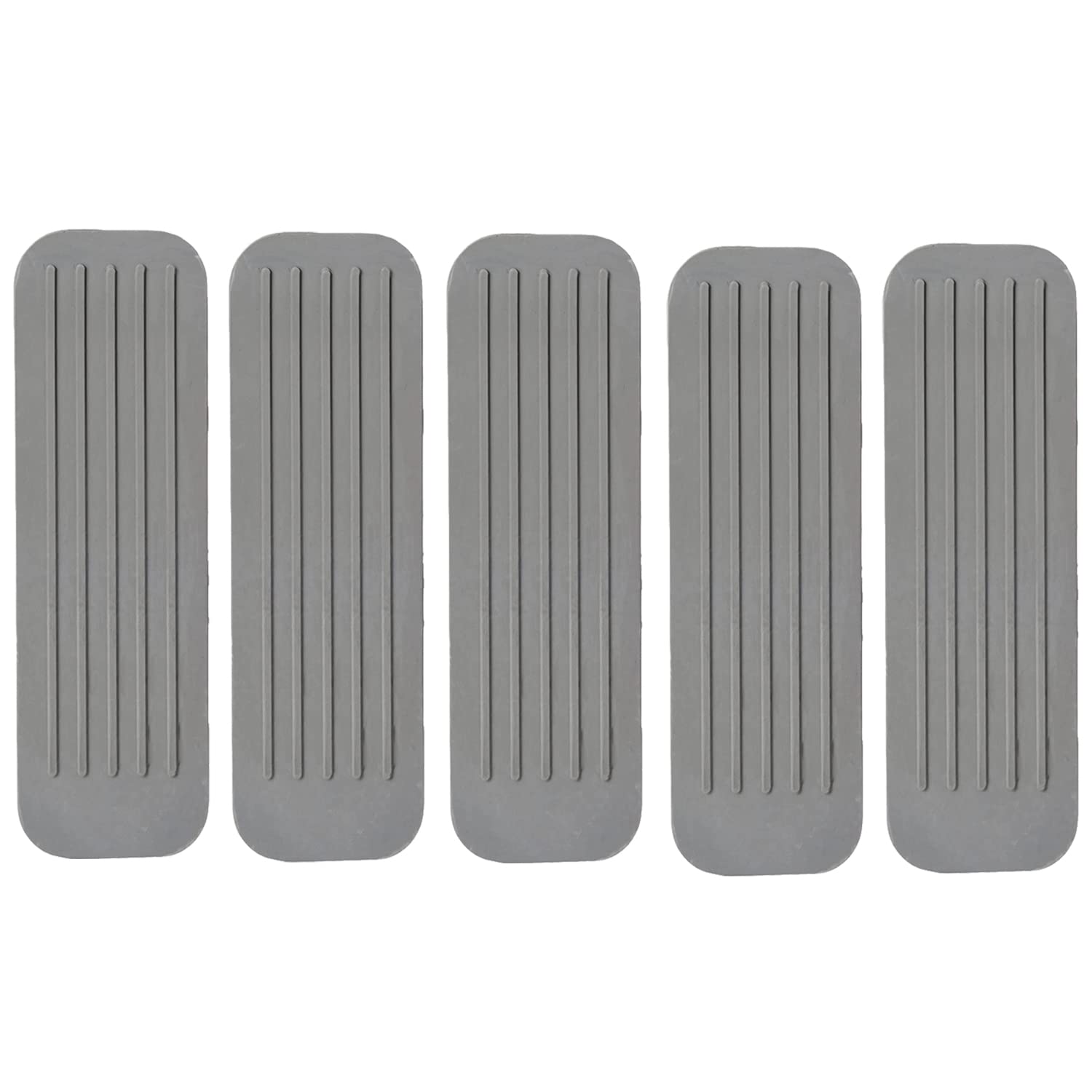 WHITEHILL Door Stops Rubber - Door Stopper Security - Door Stops for School & Garage Heavy Metal Doors Stop Wedge Non Scratching Door Holder - Large Grey (5)