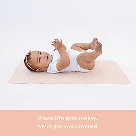 Ava + Oliver Vegan Leather Baby Changing Mat (16 X 30 in) - Multipurpose Wipeable and Portable Diaper Changing Pad - Foldable for Travel (Pink Daisies)