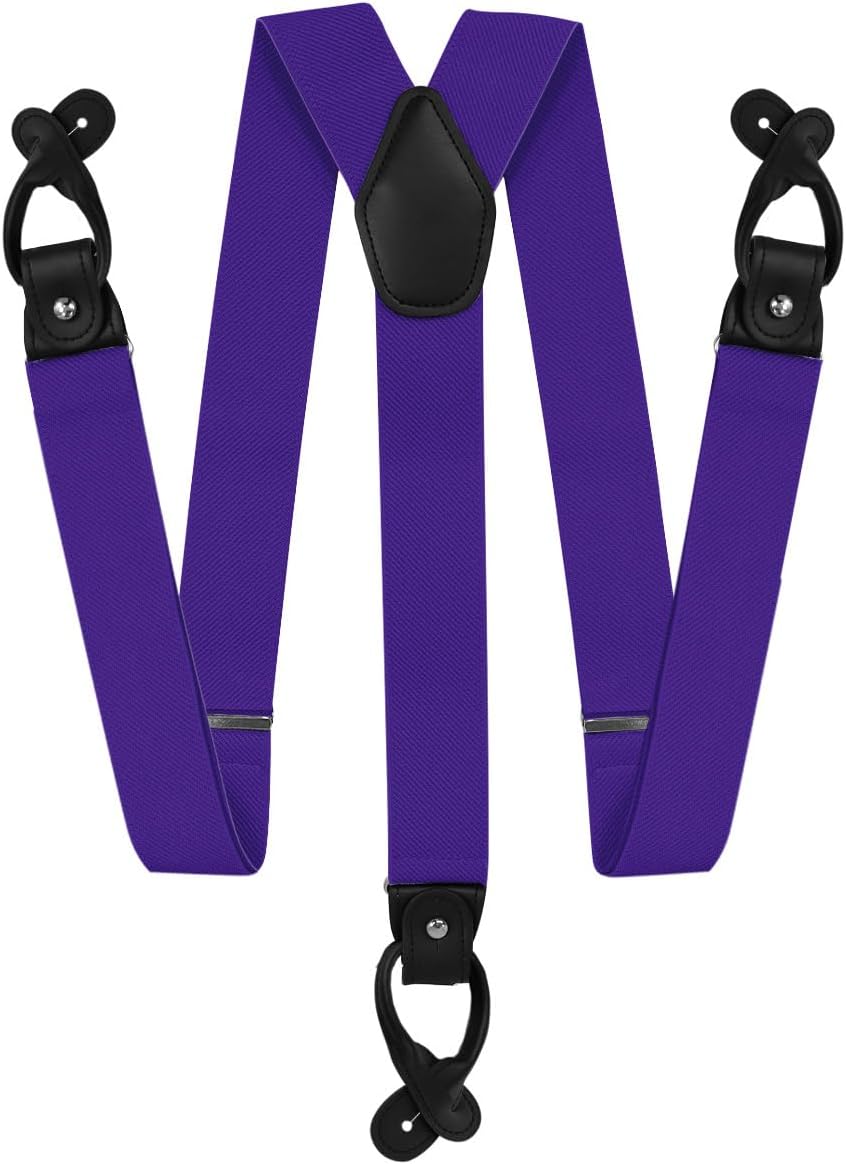 Adjustable Button End Suspenders - Vibrant Colorful Y-Back Elastic Tuxedo Suspenders
