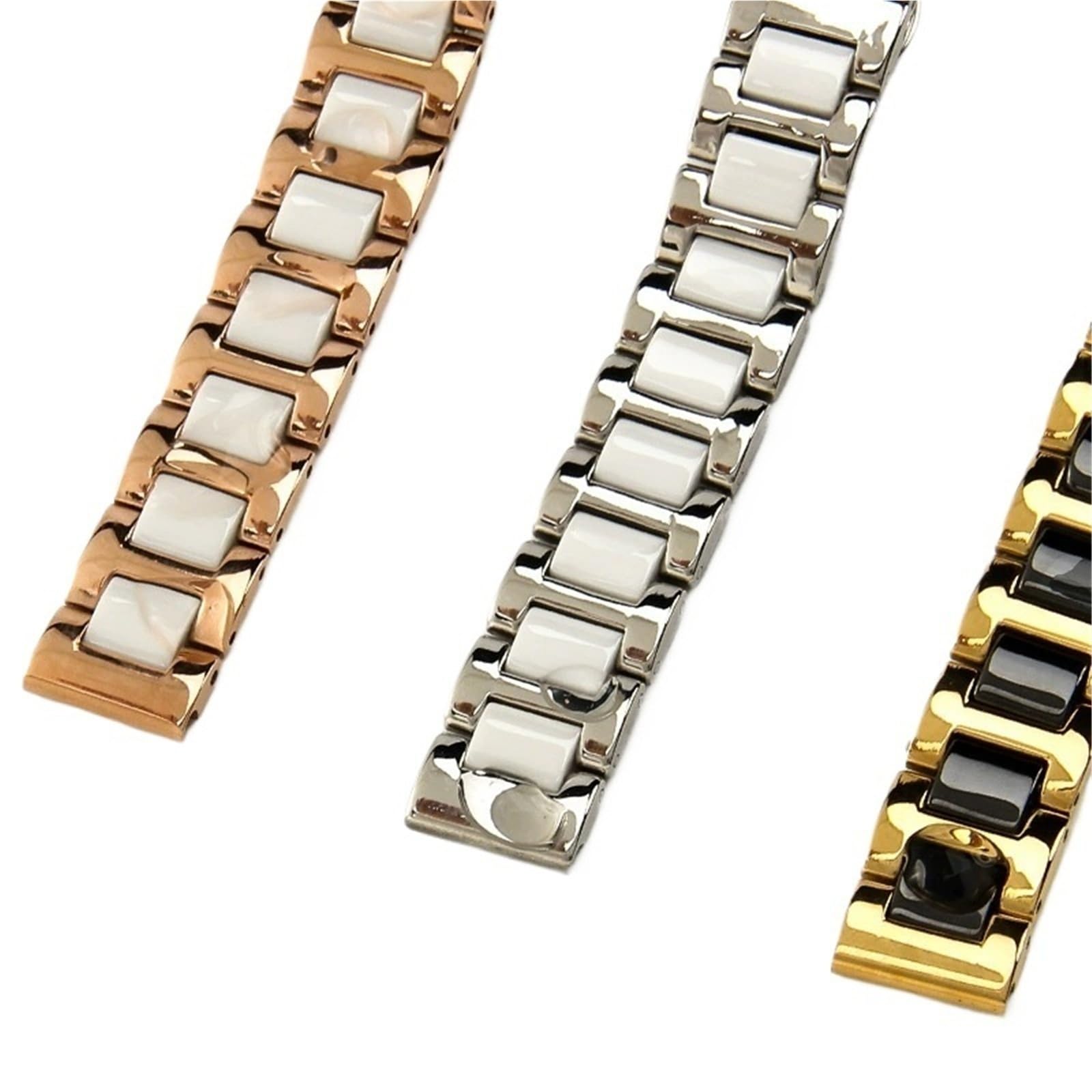 Correa de reloj de cerámica, pulsera de repuesto de acero inoxidable, fácil de ajustar, unisex