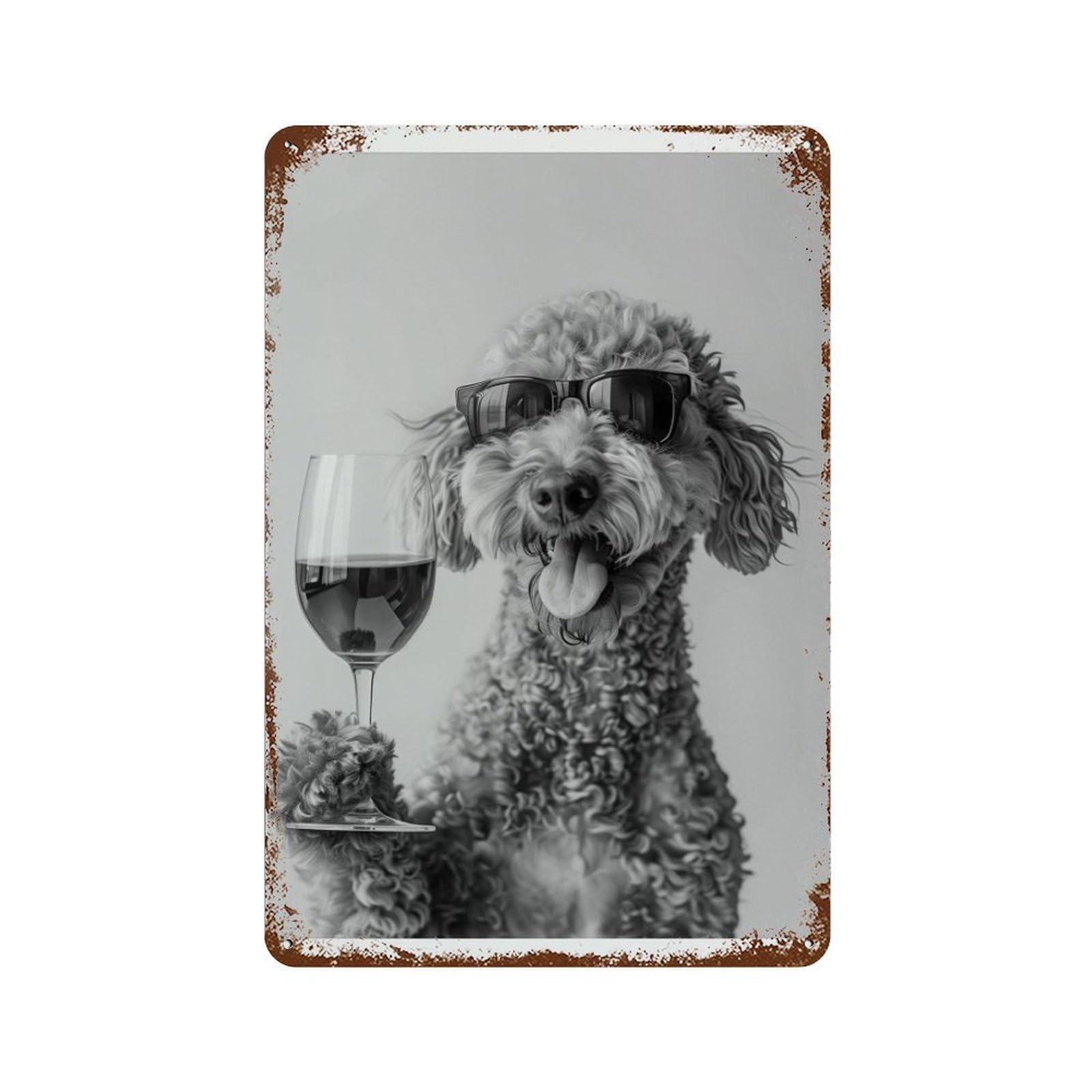 xiaoxiaoshen Labradoodle Drinking Wine Bar C Funny Dog Wall Decor Art Metal Tin Poster Modern Home Decor Art Home Bar Shop Decorations Vintage Sign 30x20cm