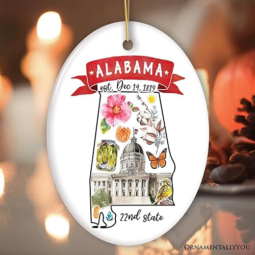 Miniatura 7 de Temas artísticos del estado de Alabama y puntos de referencia de adorno navideño