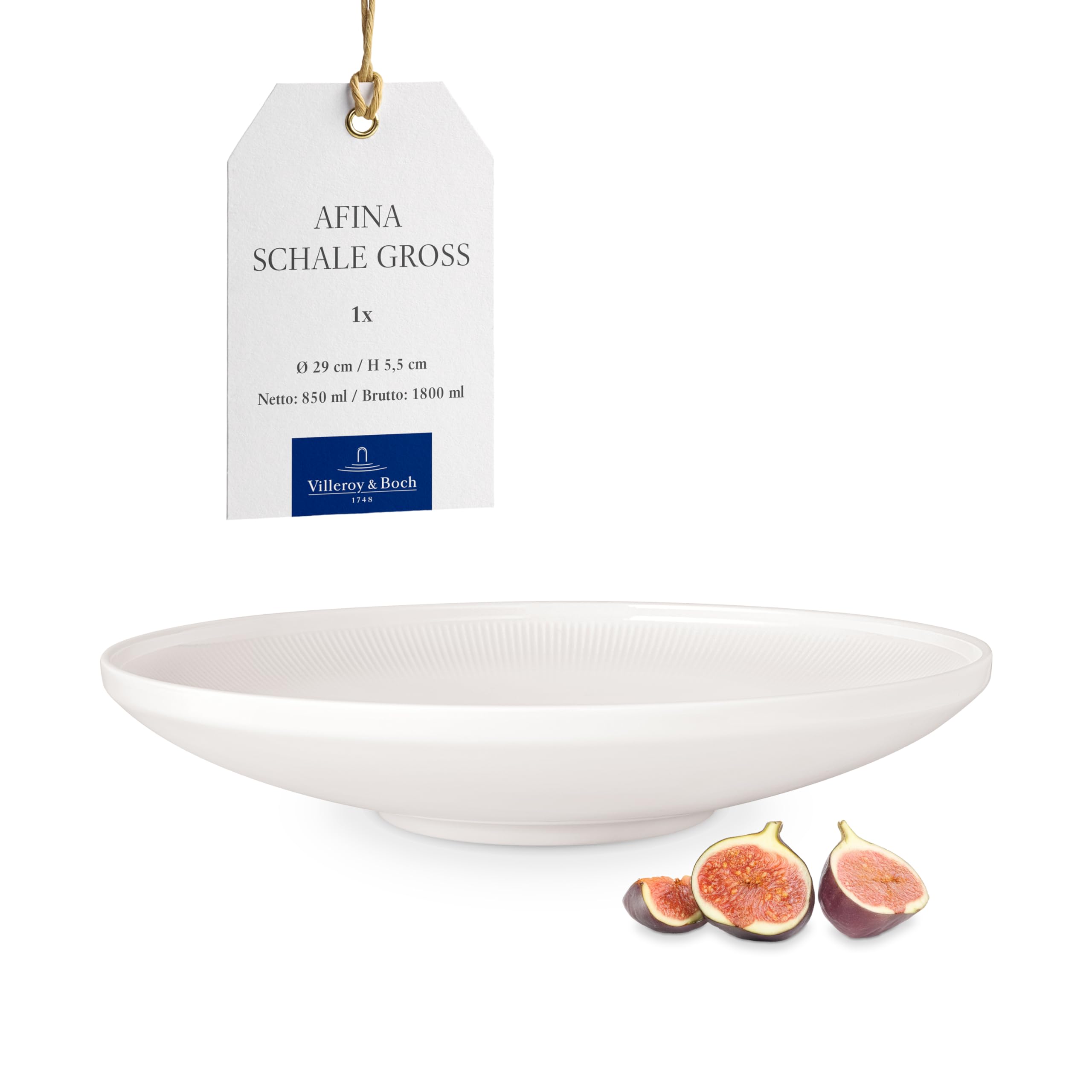 Villeroy & Boch - Afina Bowl Made of Premium Porcelain, Large Bowl for Salads, Soups, and Pasta, Made in Germany, Dishwasher and Microwave Safe, Stackable, White