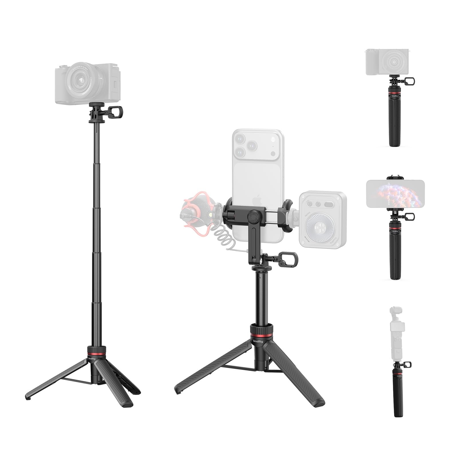 SMALLRIG VT-17 3-in-1 Multifunctional Travel Tripod, 4-Section Extension