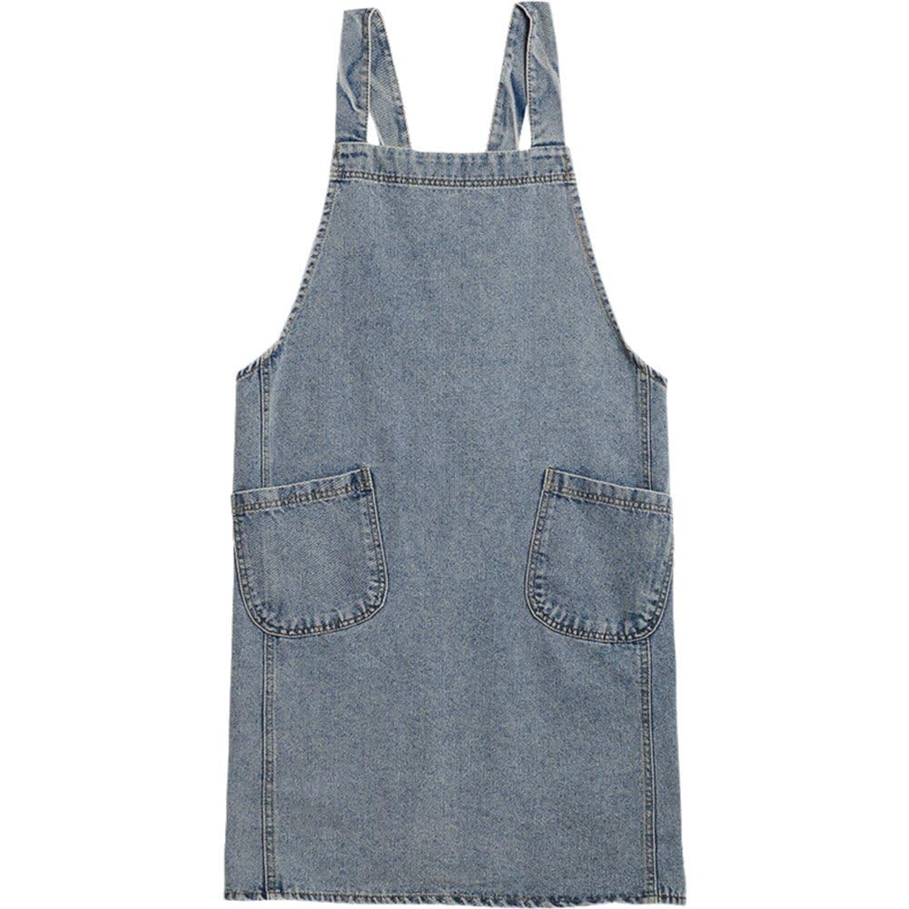 Lpitoy Unisex Light Blue Work Apron - Denim With Pocket, Adjustable, Multi-Purpose, Durable Chef Apron For Cooking, Baking, Bbq, Gardening
