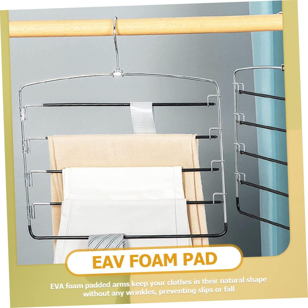 CHILDWEET 5-Tier Metal Pants Hangers Non-Slip Skirt Storage Rack Rotating Hook 3pcs Heavy Duty Closet Organizer for Jeans and Trousers