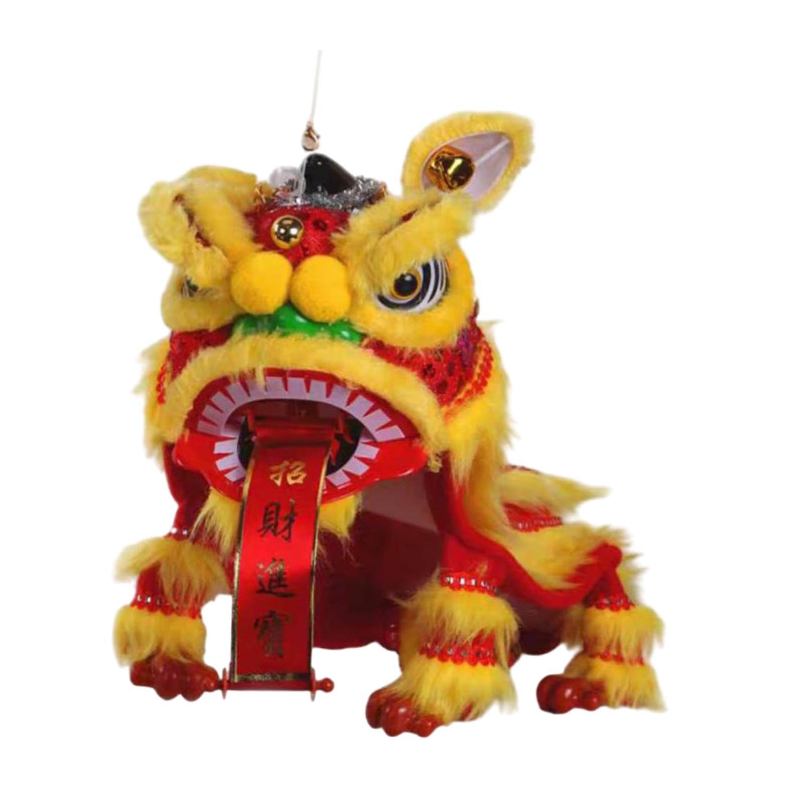 Almencla Marionetten Löwenfigur Handpuppe für Chinesisches Neujahr Tanzspielzeug aus Plüsch mit Schnur Kunstvolle Souvenirpuppen für Dekor Und Freude für