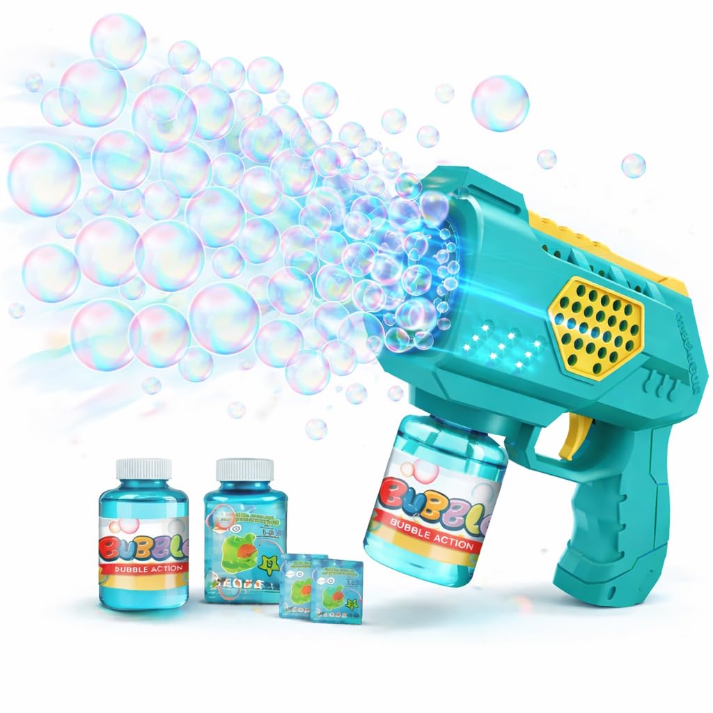 Pistola de burbujas para niños y adultos, para pompas de jabón automáticas y pistola, con depósito, máquina de burbujas de jabón para bodas y cumpleaños