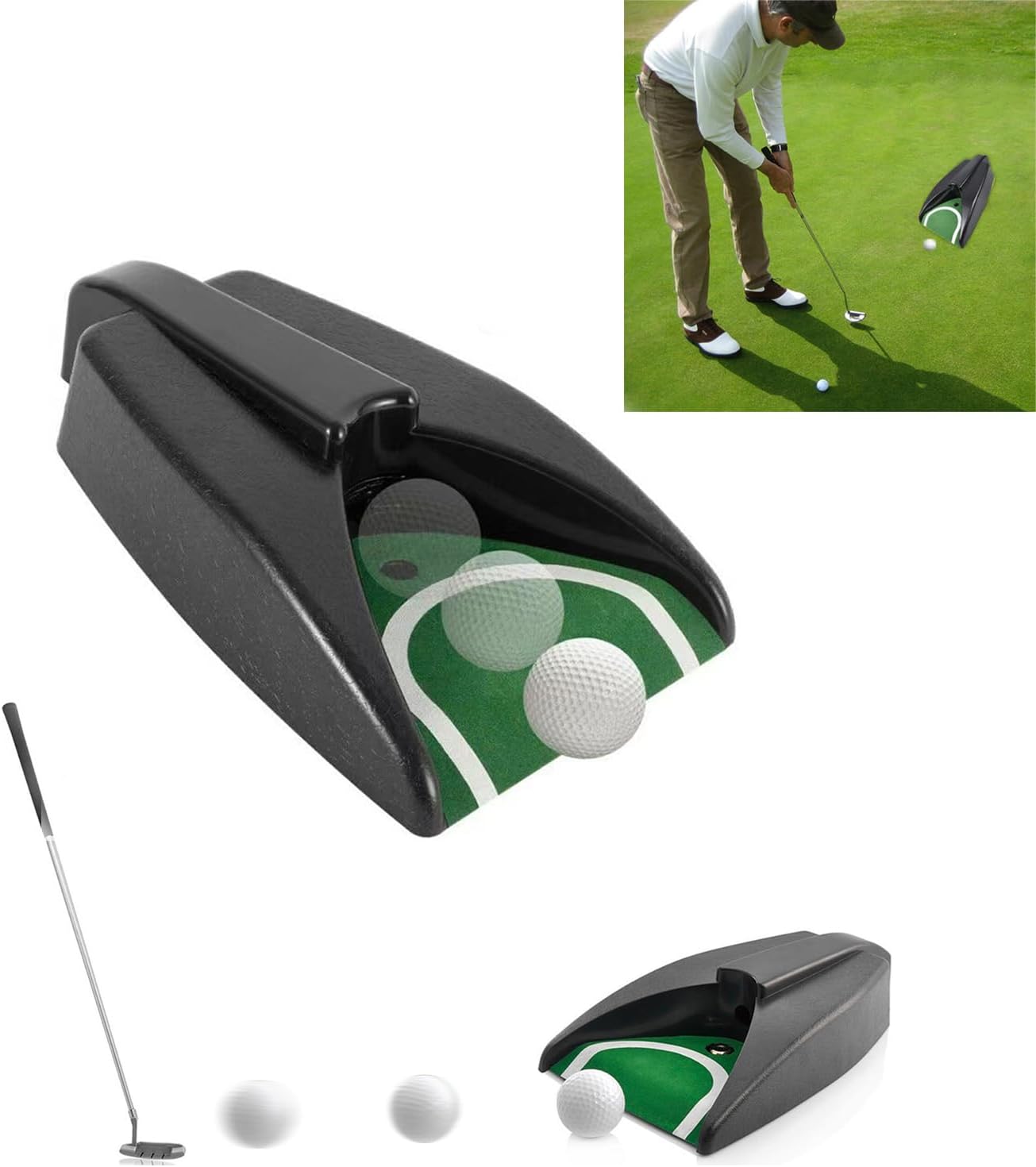 Yuejooz Automatic Golf Putter Putting Cup, Golf Return Machine, Indoor