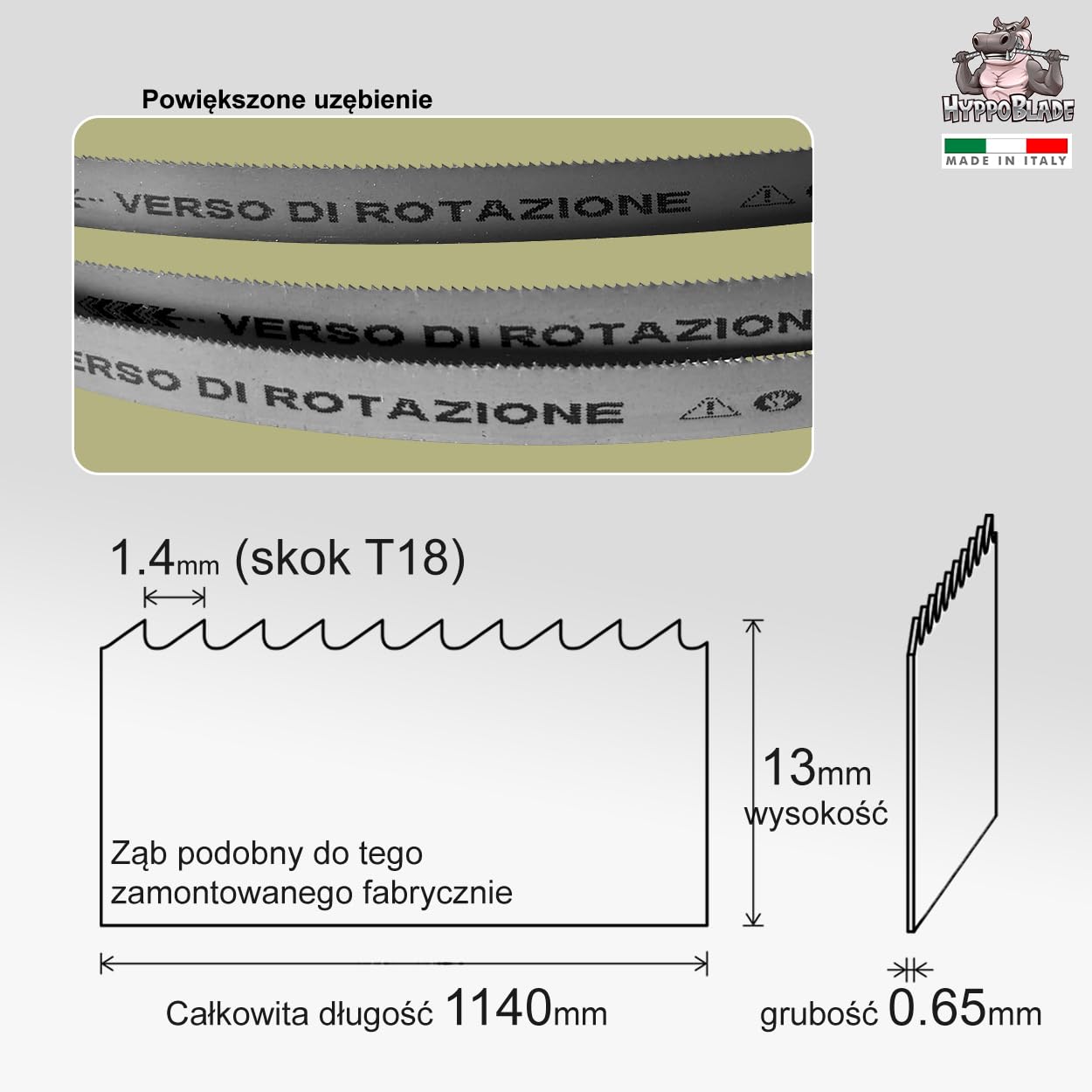 Fraiser PMB 1100 B2/A1 metalowy zestaw brzeszczot taśmowych PARKSIDE PMB 1100 B2/A1 do metalu - 1140 x 0,65 x 13 mm do cięcia żeliwa i stali (T18)