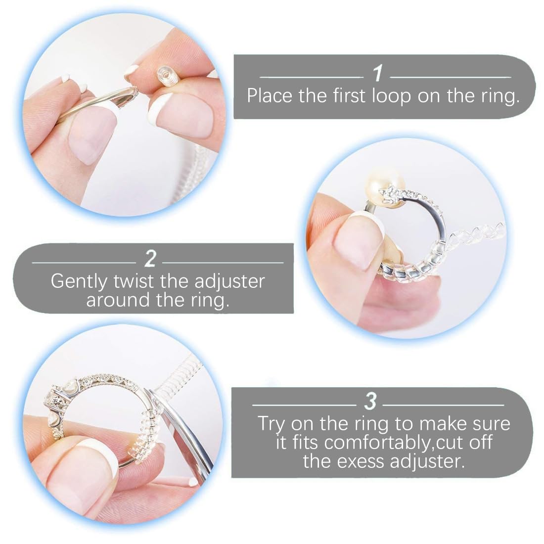 10 Pezzi Regolatori Anelli In Silicone - Riduttore Invisibile Per Anelli Troppo Largi, 3.5mm E 5mm - Foto 4