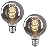 Lxcom Lighting LED Decorative Edison Bulb 6W G25/G80 Globe Light Bulbs 60W Equivalent Warm White 2700K E26 Medium Base Smoke Grey Glass Filament Bulbs for Table Lamp Wall Sconce, 2 Pack