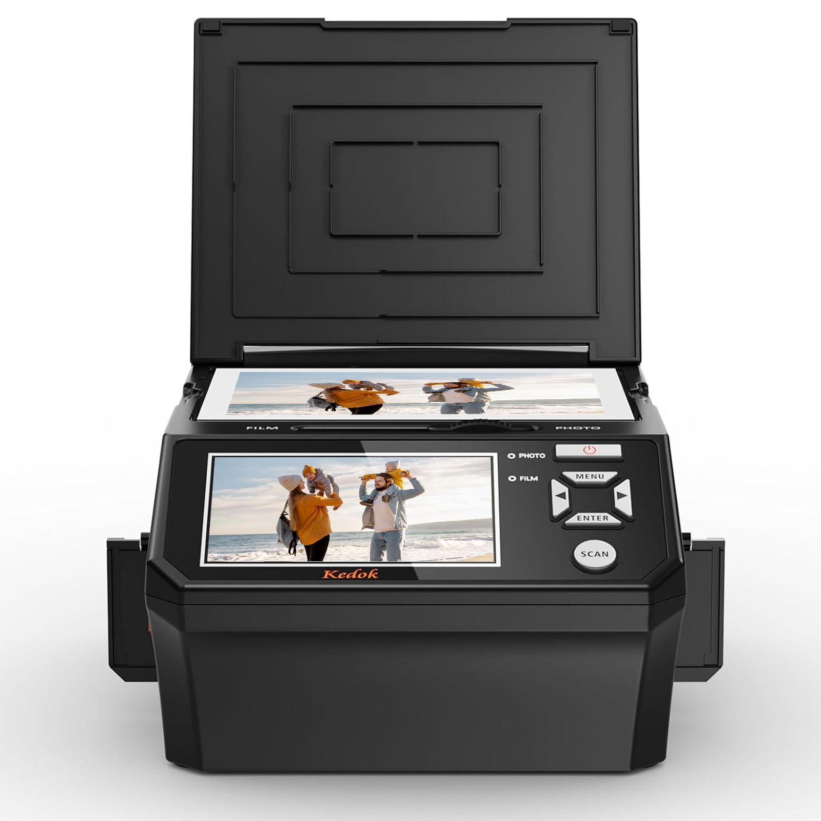 Scanner multi-photos, diapositives et négatifs, scanner photo à numériser avec grand écran LCD de 5 pouces, convertir 35 mm, 110 films/photo/carte de visite en 22 MP Digital JPEG, contient une carte