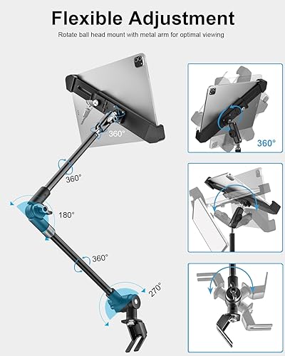 Miniatura 3 de woleyi Soporte antirrobo para tablet de asiento de coche o camión, soporte de seguridad resistente para tableta de piso de automóvil con brazo