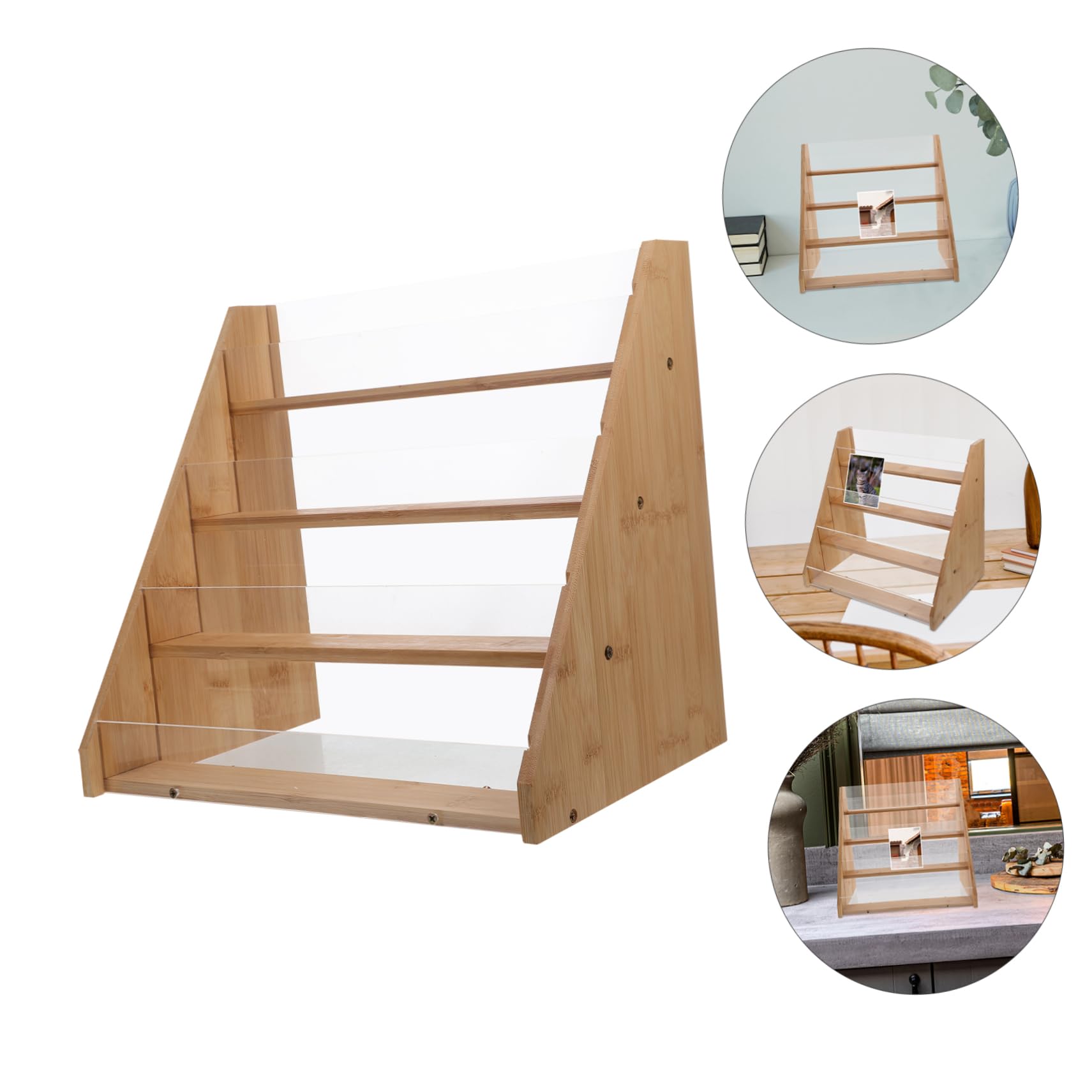 Présentoir pour et Ranger Cartes Design Multilayer Organisateur de Cartes de en Bambou et Acrylique Support Pratique pour et Ranger Cartes pour Mariages et Anniversaires