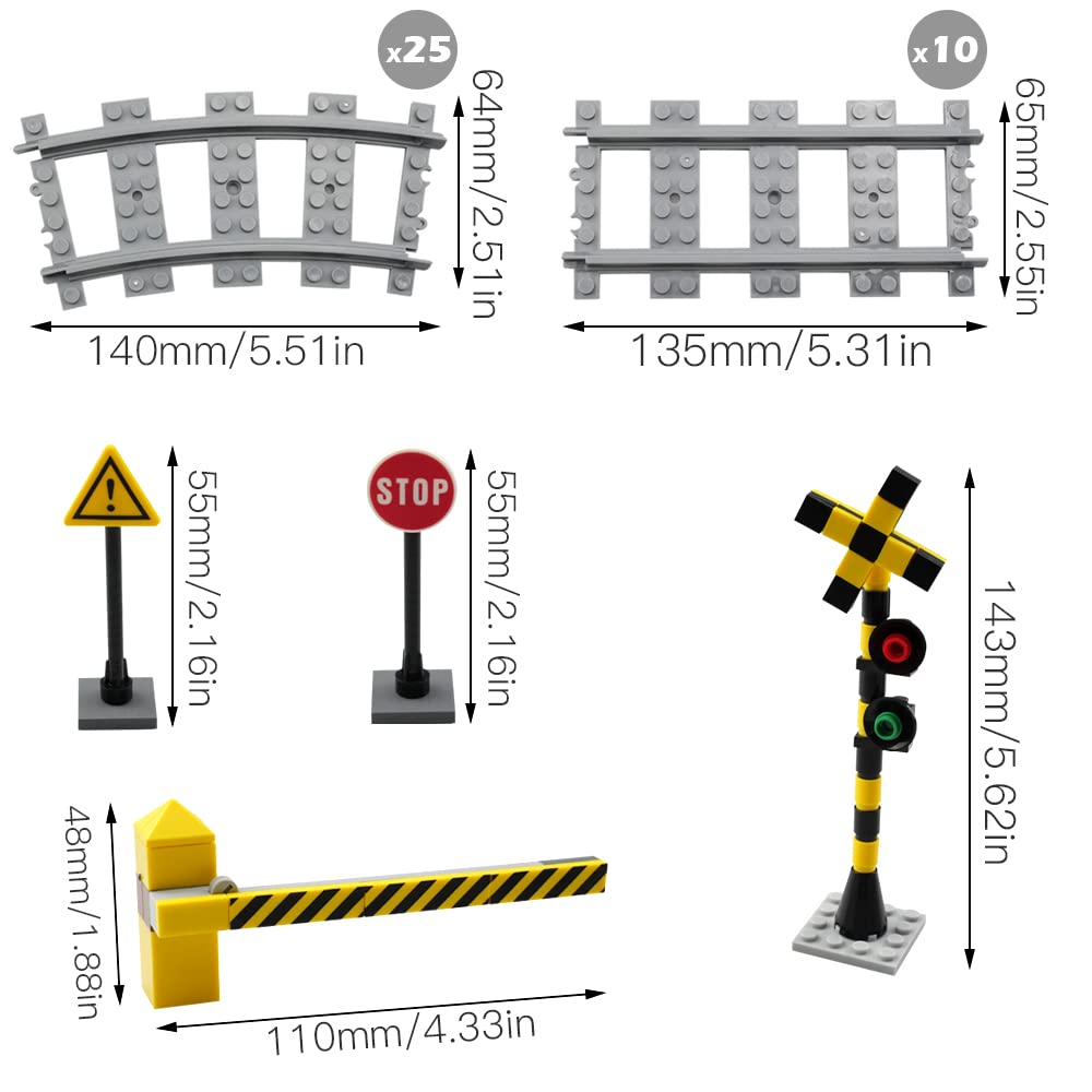 40 Pièces Rails de Blocs de Construction de la Ville, Accessoires d'Extension City Train, Rails de Ville pour Cadeau Enfants