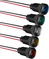 Vista 12 de 5 piezas de luz indicadora LED metálica de 12 mm, lámpara de señal impermeable AC 110V-220V (Rojo)