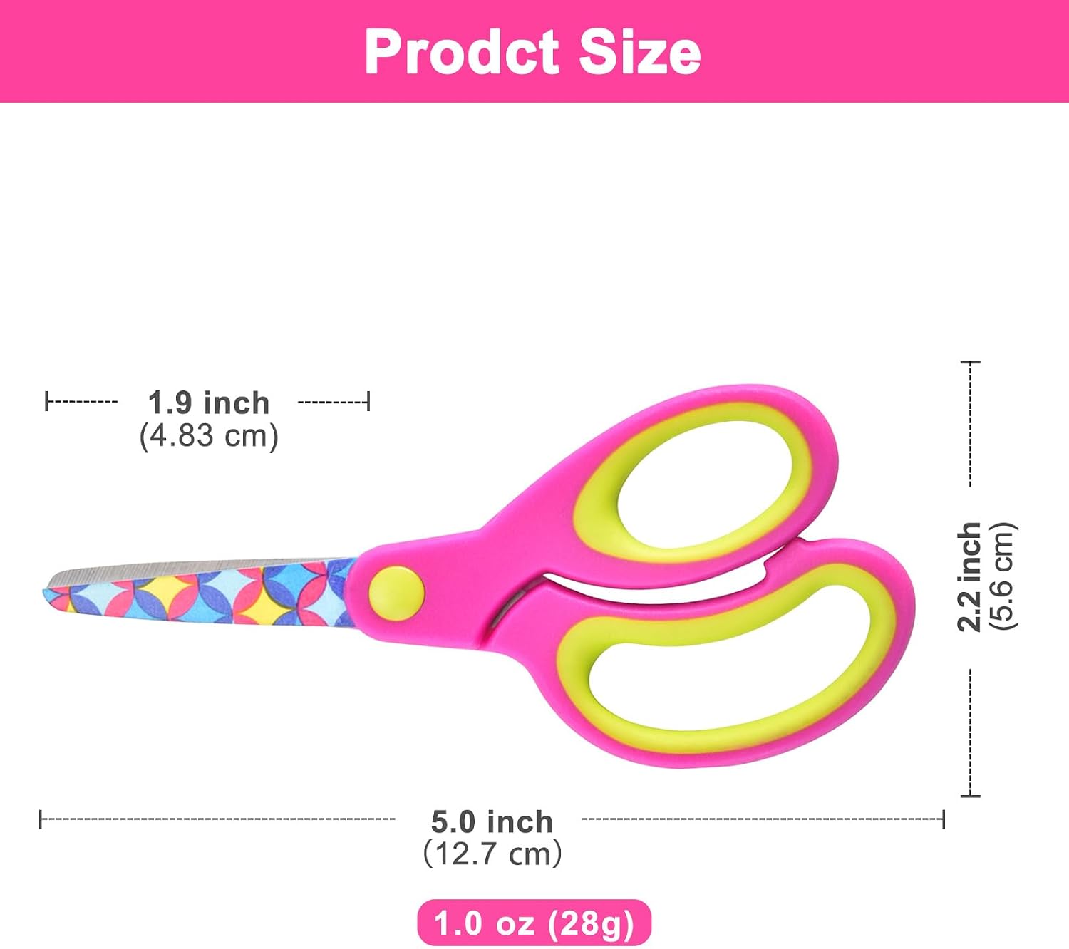Zicolu Kids Scissors - Safety Toddler Children Scissors with Blunt Tip - Fun Print Blade - Soft Grip, Great for DIY, Arts, Home, School Classroom Supplies, Assorted Color, 6-Pack
