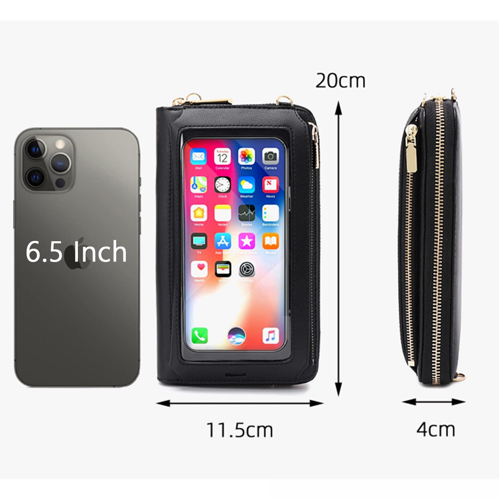 Borsa Touch Screen In Pelle PU | Mini Tracolla Con Scomparti Per Carte E Banconote | Misure 19x12x4 Cm | Leggera E Regolabile Per Viaggi E Uso Quotidiano