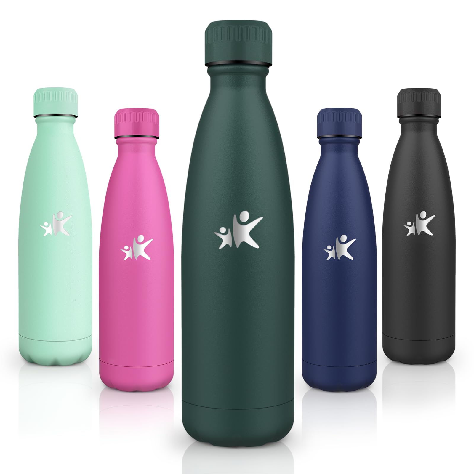 Motswedi Trinkflasche Edelstahl, 500ml 18/8 Edelstahl, Trinkflasche Kinder, BPA-frei, Wasserflasche, Doppelwandig, Thermosflasche, Wasserflasche für Outdoor, Yoga, Kinder, Schule, Fitness, Armeegrün
