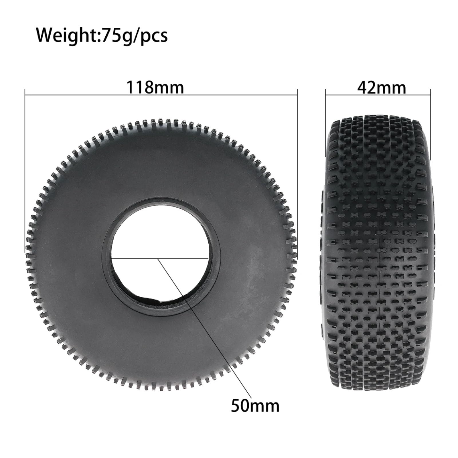 Per Axial Per SCX10 Per Traxxas Per TRX4 Per TRX6 D90 Per Redcat Per MST LK07 1/10 4 Pezzi 118mm 1.9 "Pneumatici In Gomma RC Crawler Parte Aggiornamento RC Ruote Gomma