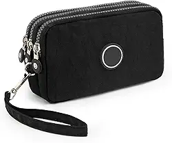 Carteira para homens e mulheres, carteira de pulso de grande capacidade, bolsa de mão Oxford com 3 camadas