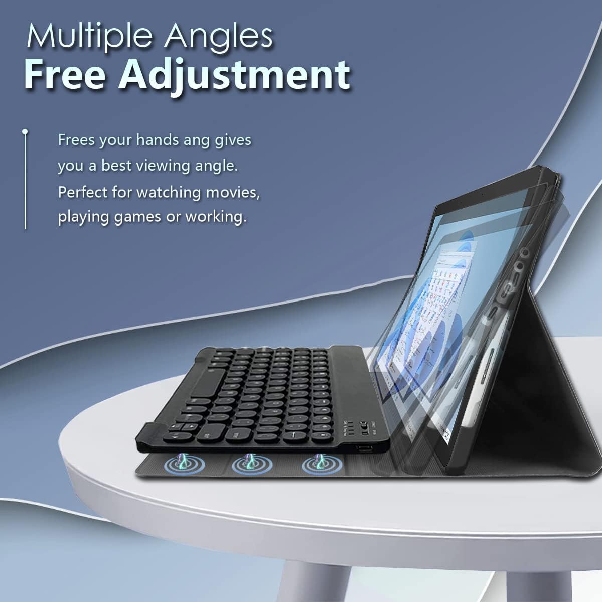 Backlit Keyboard Case for Microsoft Surface Go 4 2023 /Go 3 2021 /Go 2 2020 /Surface Go 2018 Tablet,7 Colors Backlight Magnetic Detachable Wireless Keyboard with Premium PU Cover Case