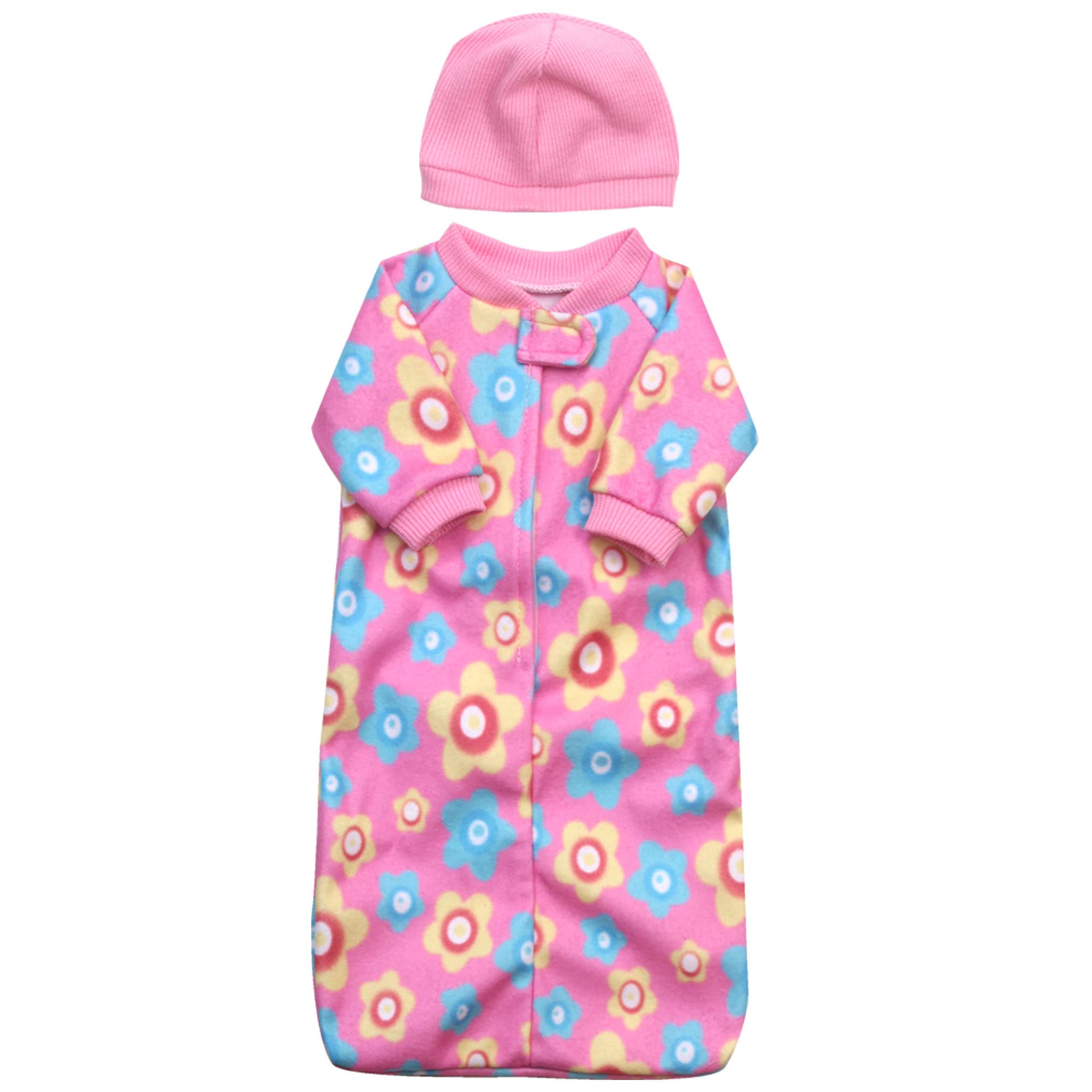 Sophias 15 Doll Fleece Print Sleeper Sack And Hat Light