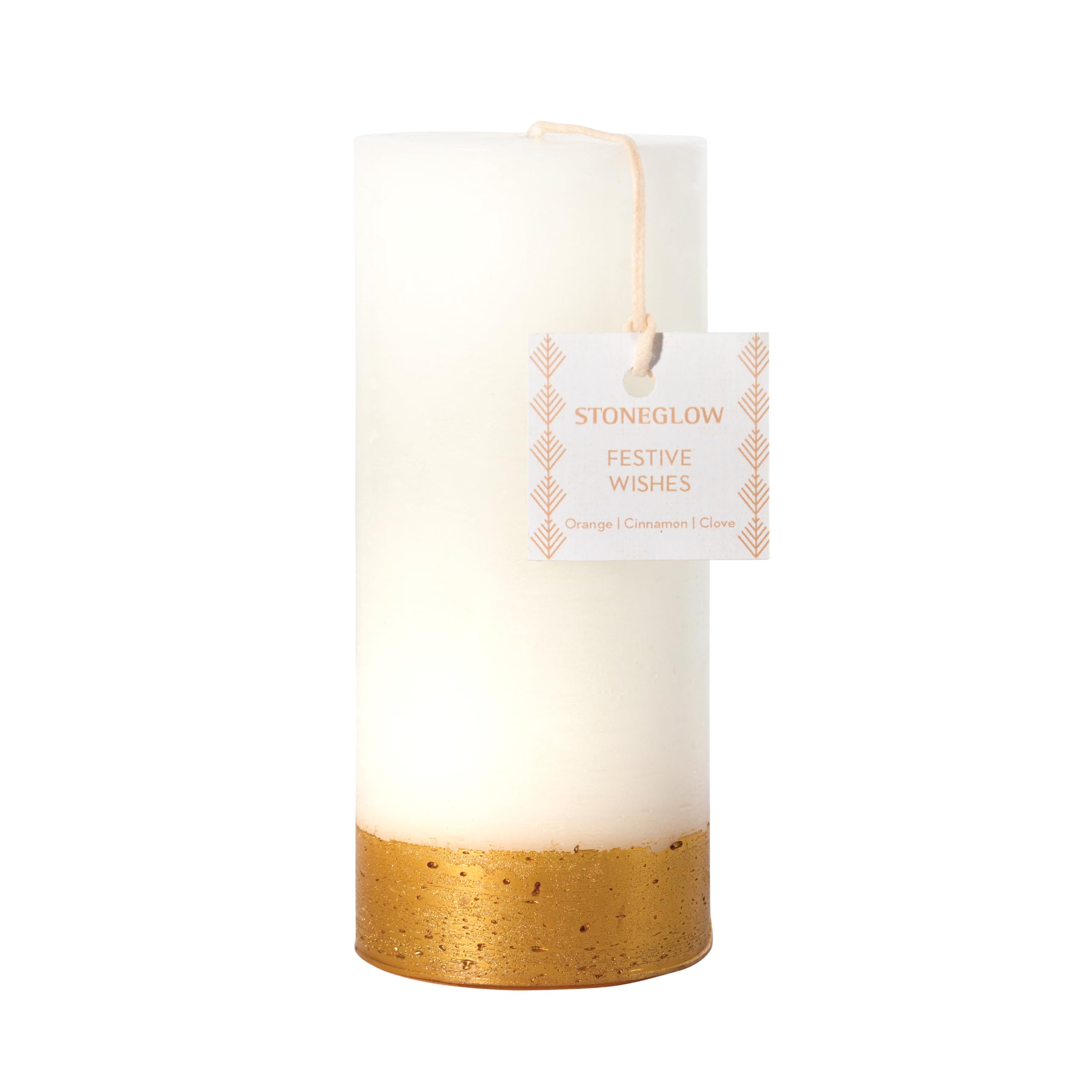 Stoneglow Orange Seasonal - Festive Wishes (, Cinnamon & Clove) - Tall Pillar