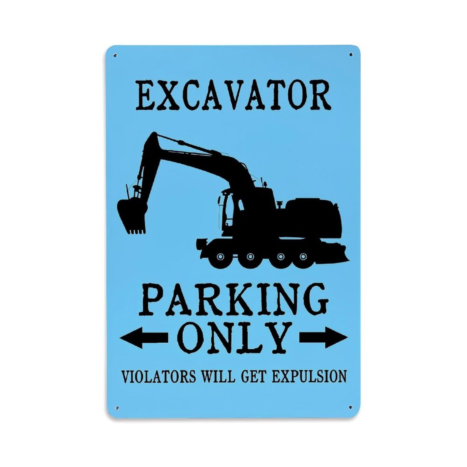 Jdfenggu Vintage Excavator Parking Only Sign Retro Metal Tin Sign, Metal Poster For Bar, Home, Man Cave, Kitchen, Laundry Room Art Decor 8X12 Inch