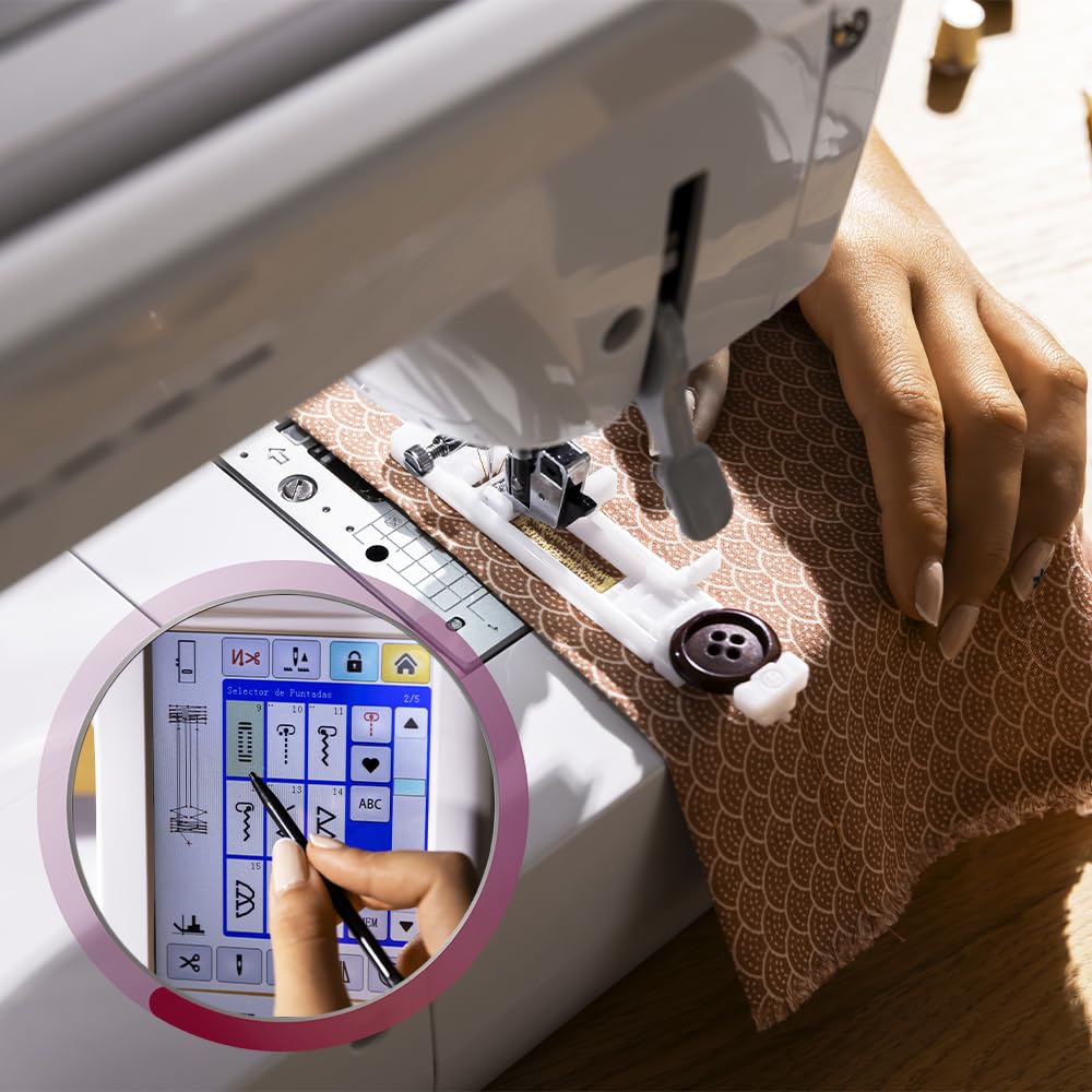 Cecotec Machine à Coudre Numérique BelleCouture 36000 Control. Écran Tactile 7", 360 Points, PedalFree, Enfilage Automatique, Lumière LED, Coupe-fil, Aiguille Haut/Bas, Kit d'Accessoires Complet.