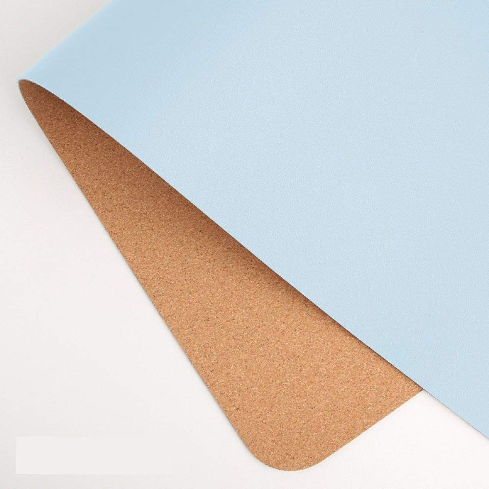 Pu Mouse Pad, Pu Leather Desk Mouse Mat, Large Size Desk Pad, Office Desk Mat, Pu Cork Mouse Pad Double Side, Non-Slip Waterproof for Office and Home,Light Blue,600 * 300 * 2Mm