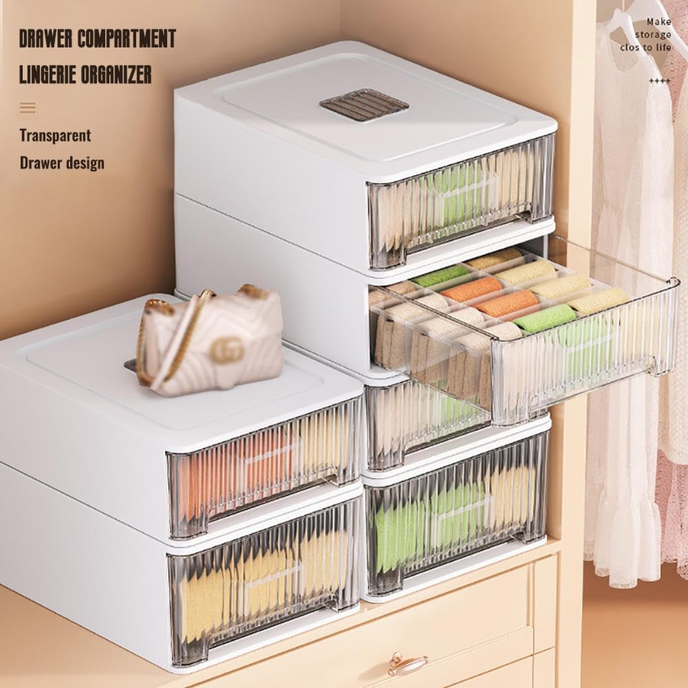 靴下引き出しオーガナイザー、下着オーガナイザー、引き出しオーガナイザー衣類、クローゼット下着大容量収納ボックス、家庭用靴下と下着、コ