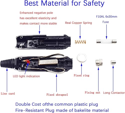 Miniatura 3 de Enchufe SAE para encendedor de cigarrillos de coche, cable de carga impermeable SAE de liberación rápida 14 AWG, con fusible y luz LED de 3.3