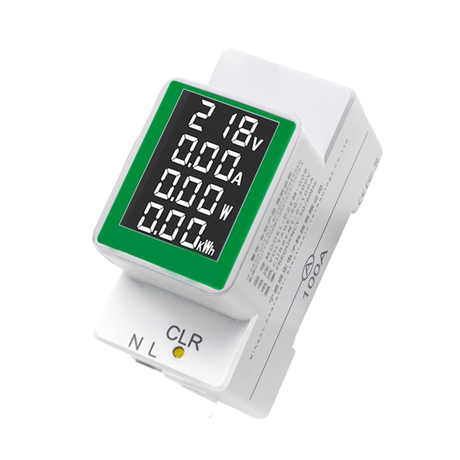AC 50-300V 100A Multi Function Voltage Amperage Power Meter, Din Rail LCD Digital Backlight Energy Monitor, Built-in Current Transformer Ammeter