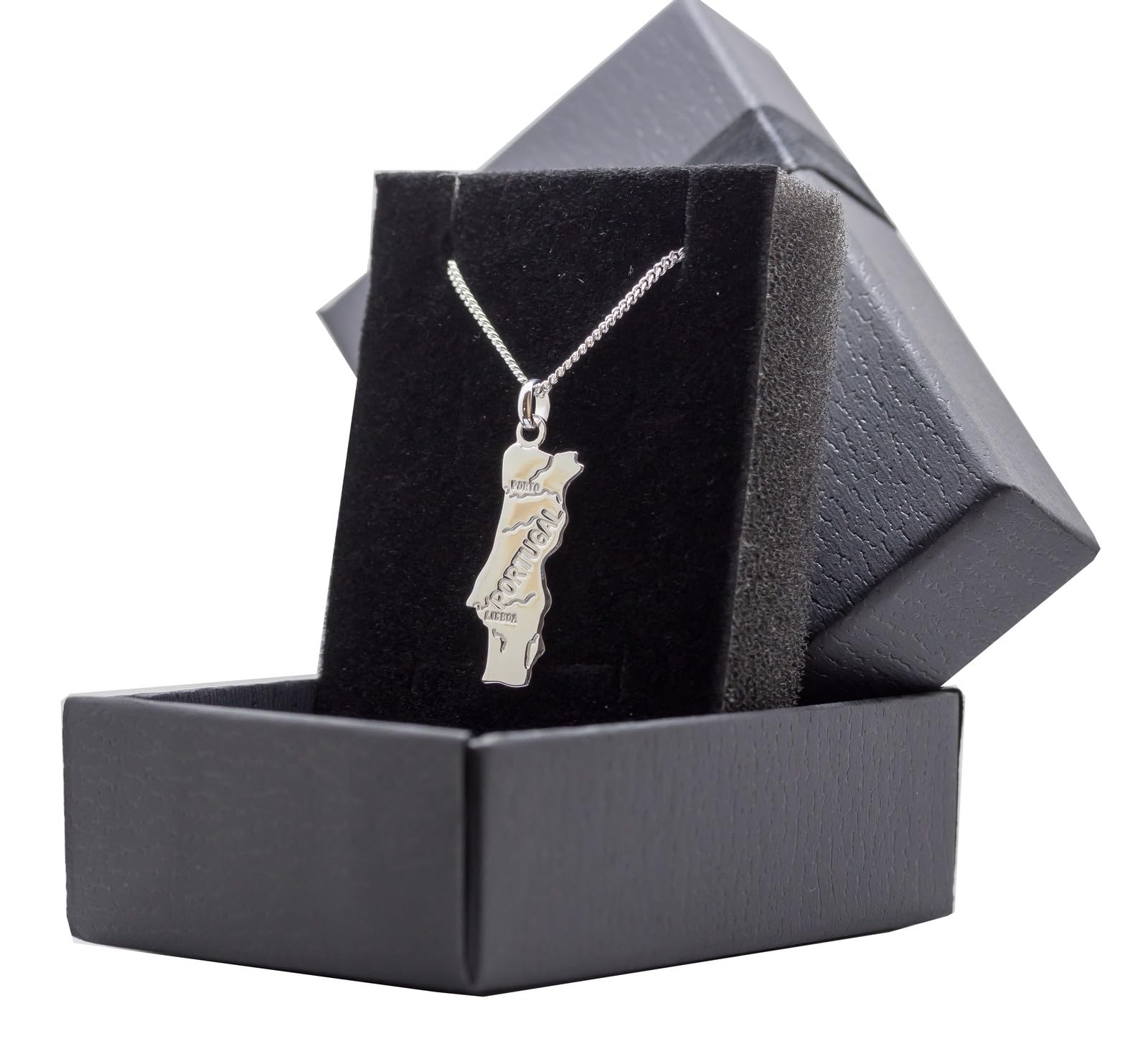 collier 50cm | pendentif Portugal | en argent massif 925 | ensemble collier avec chaine et boite prêt à offrir | cadeau homme