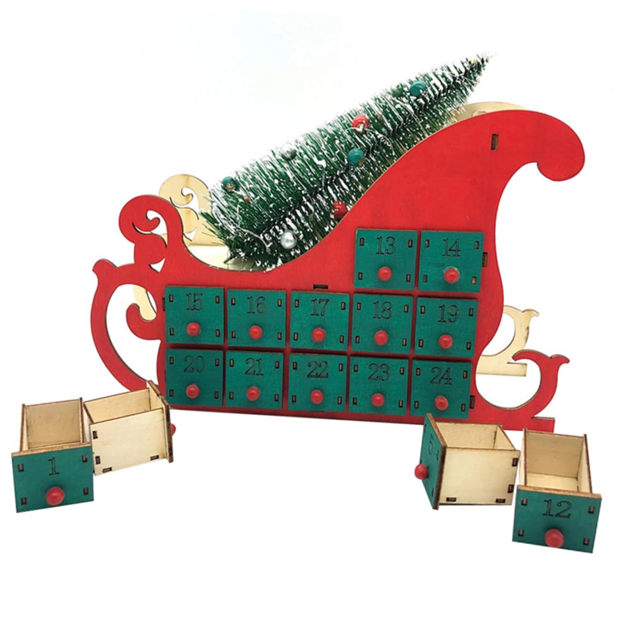 Calendario de Adviento de Madera Adorno Navideño para Salas y Dormitorios