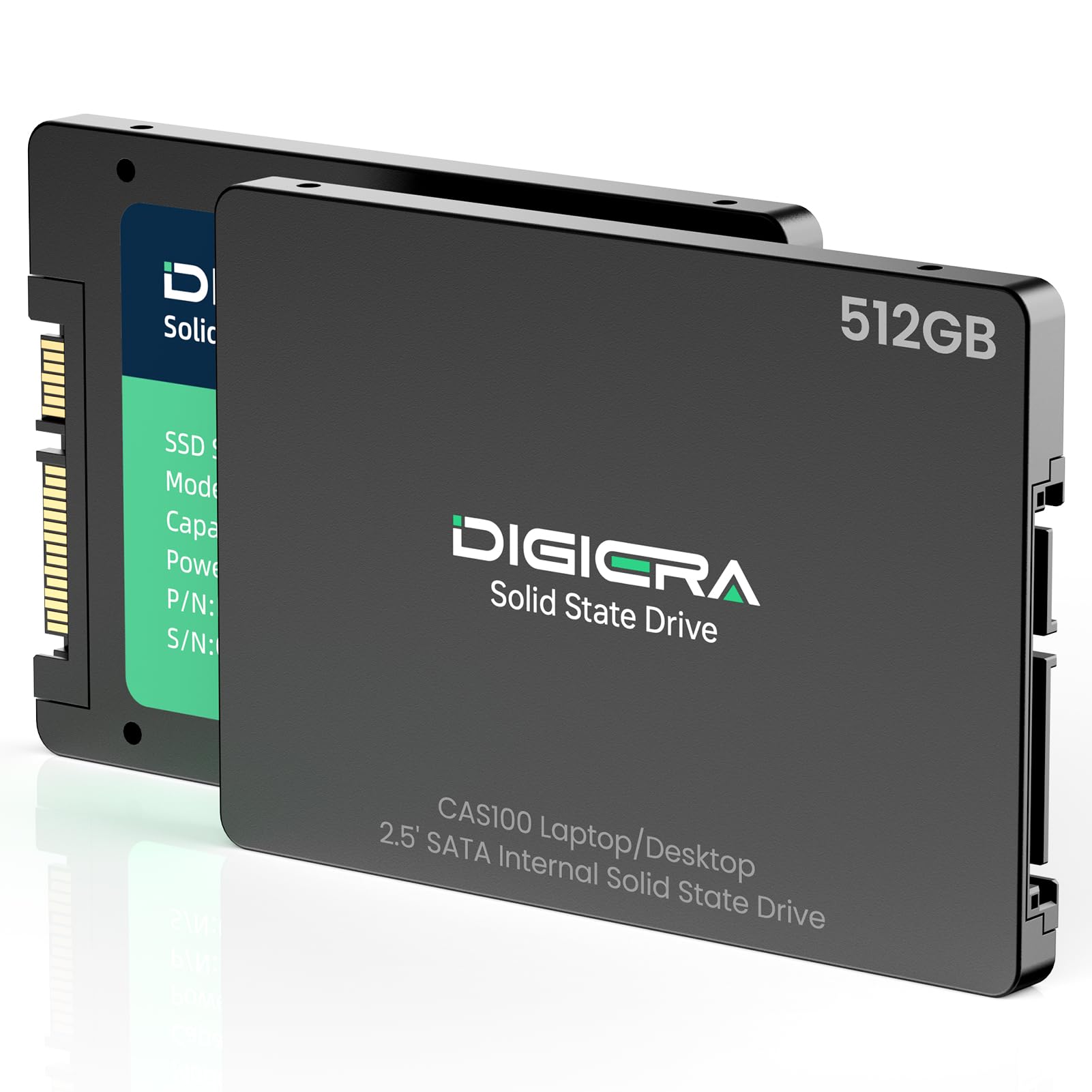DIGIERA CAS100 512GB SATA III SSD, 2.5" Internal Solid State Drive Up to 510MB/s, SATA 6Gb/s Internal SSD for Desktop PC