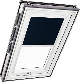 Original Roto Verdunkelungsrollo ZRV - Nahezu vollständige Verdunkelung - Führungsschiene Weiß - Dachfenster Baureihe Designo R6/R8, i8 und Classic 64/84 - Größe 114/160 | 11/16 - Stofffarbe Blau