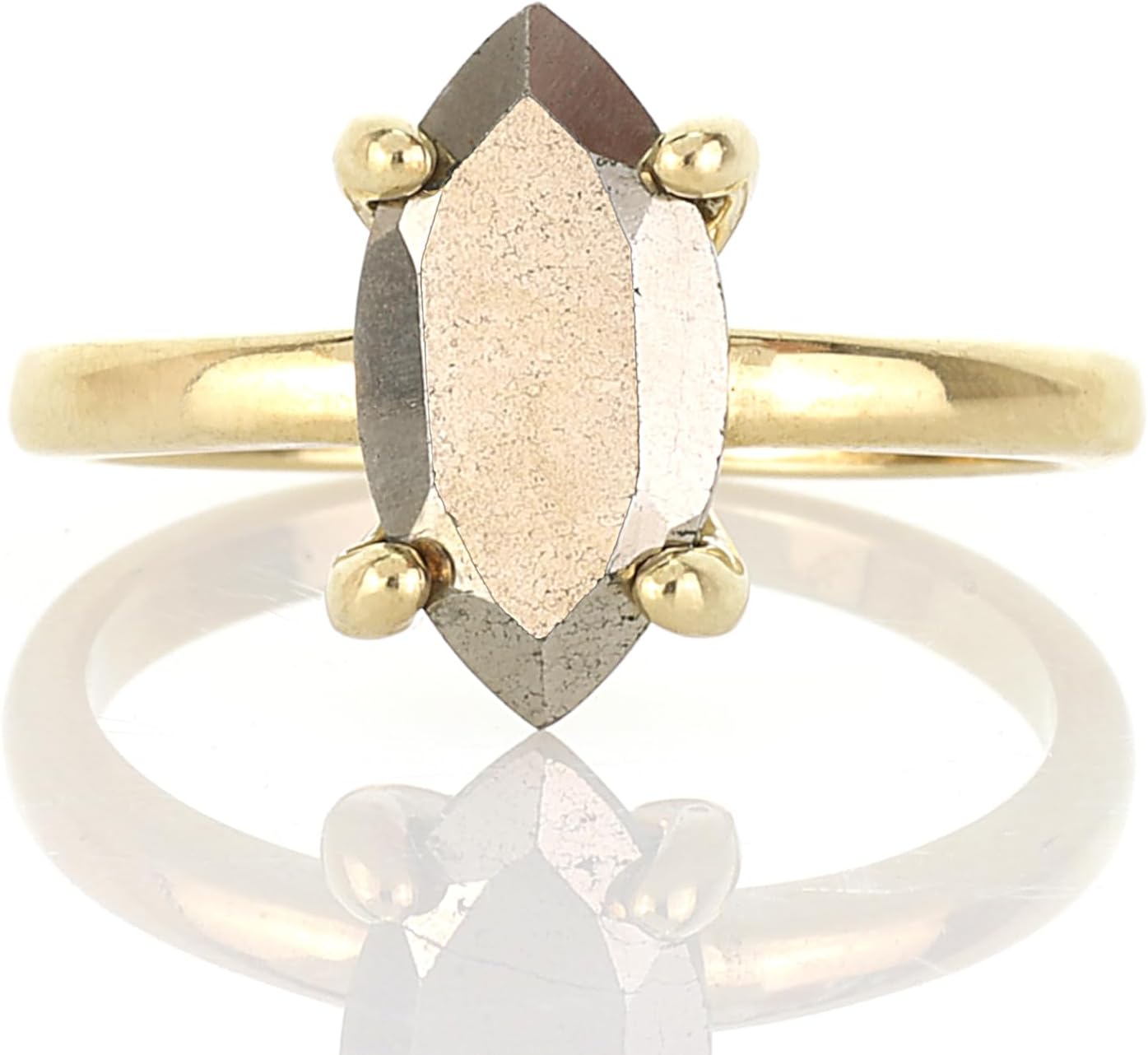 Delicate Iron Pyrite Ring - Artisan Natural Stone, Custom Dainty, Unique Celebration Jewelry - Handmade with Engravable Band - Choose Size and Material
