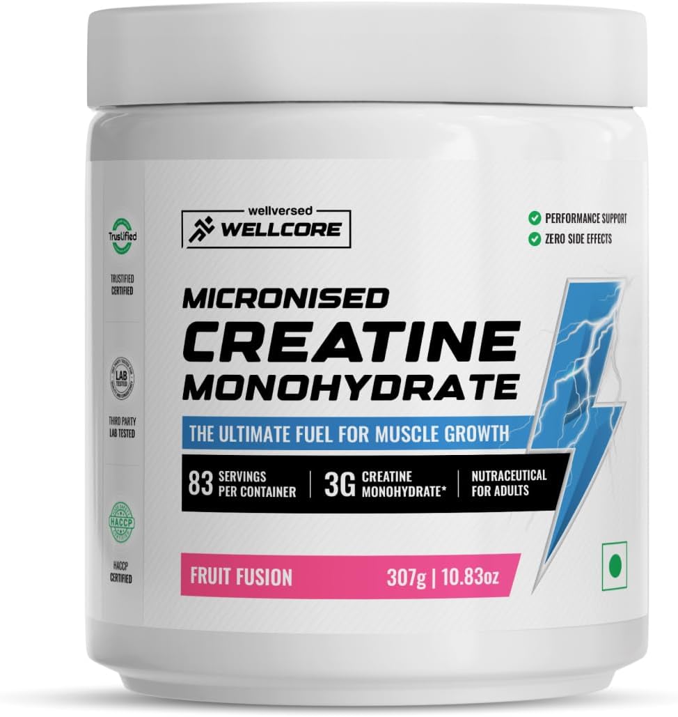Wellcore - Pure Micronised Creatine Monohydrate | (307g, 83 Servings) | Fruit Fusion