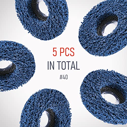 Renotec 5 Pack Easy Strip Discs Stripping Wheel Clean And Remove Paint Stripper Wheels, Rust And Oxidation 4-1/2" X 7/8" Fit Angle Grinder (Blue) #TOP2