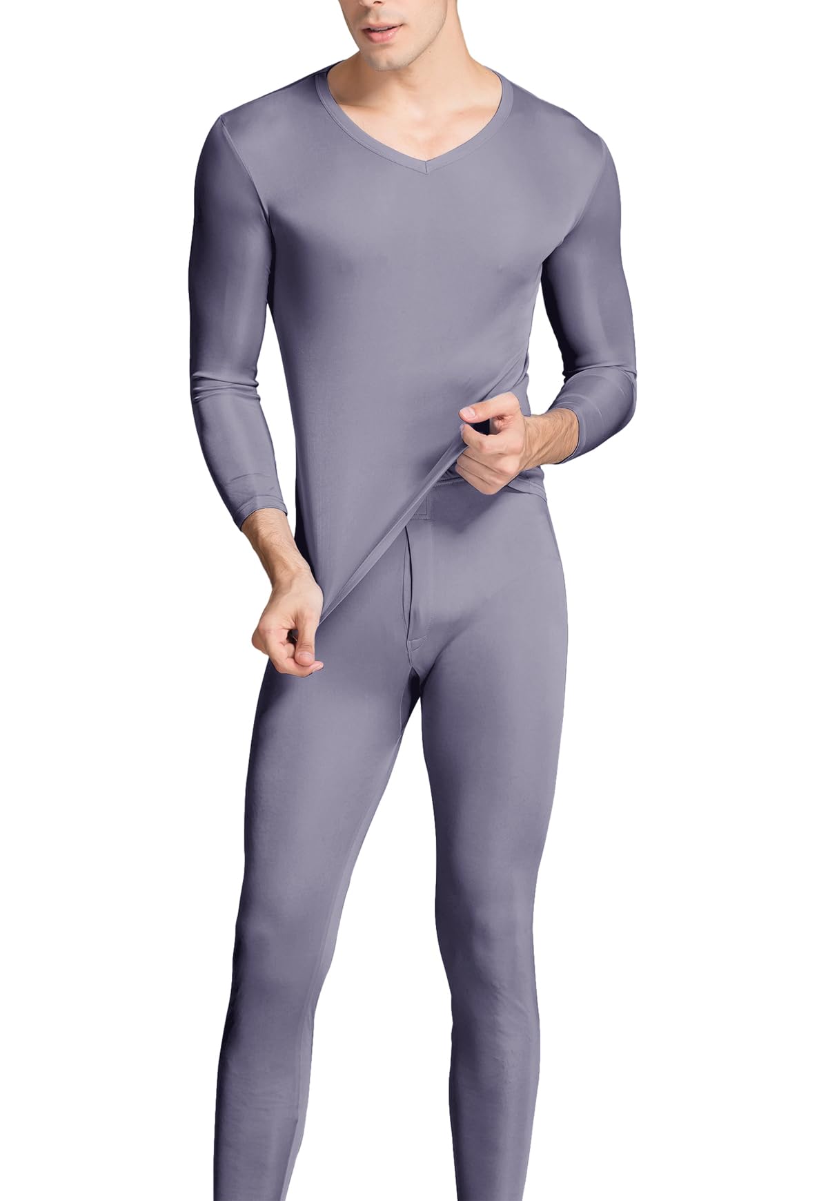 Lange Unterhose aus Seide, V-Ausschnitt, lange Unterwäsche, Maulbeerseide, Thermo-Unterwäsche-Set und Basisschicht