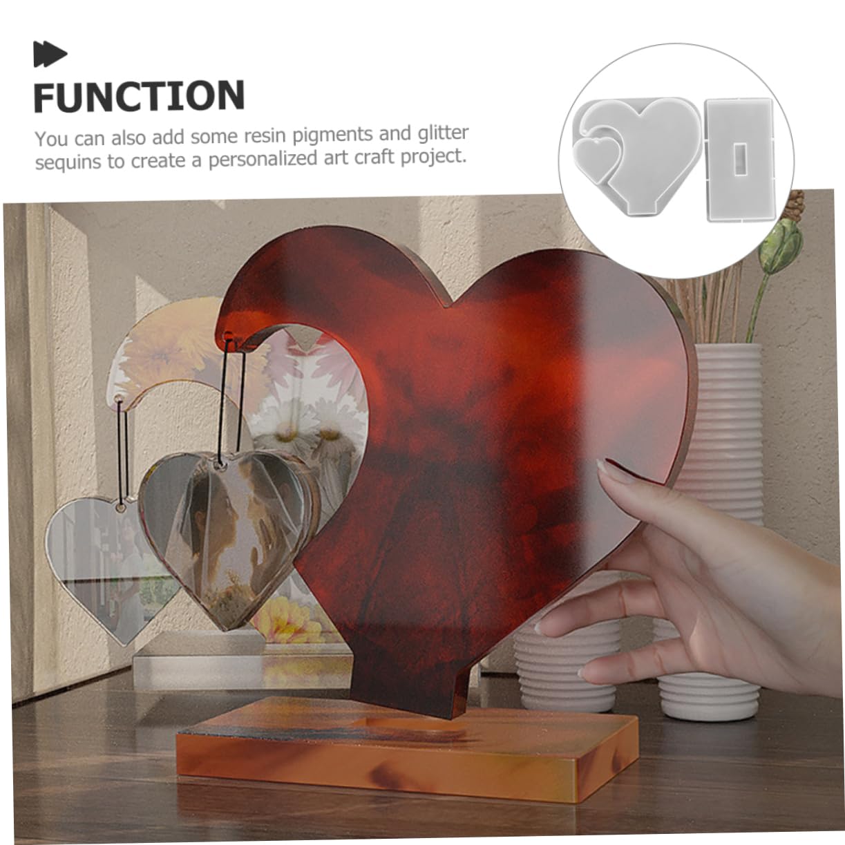OSALADI Flexible Reusable Heart Shaped Photo Frame Molds Multi-Function Silicone Mold Set