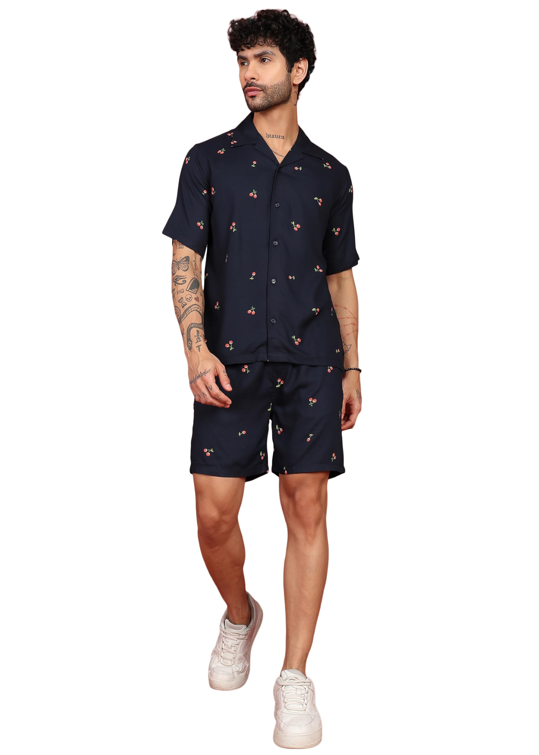Men’s Stylish Cotton Coord Set | Matching Shirt & Shorts Two Piece Outfit | Comfortable Summer Casual Outfit for Daily Use Travel Vacation-image-27