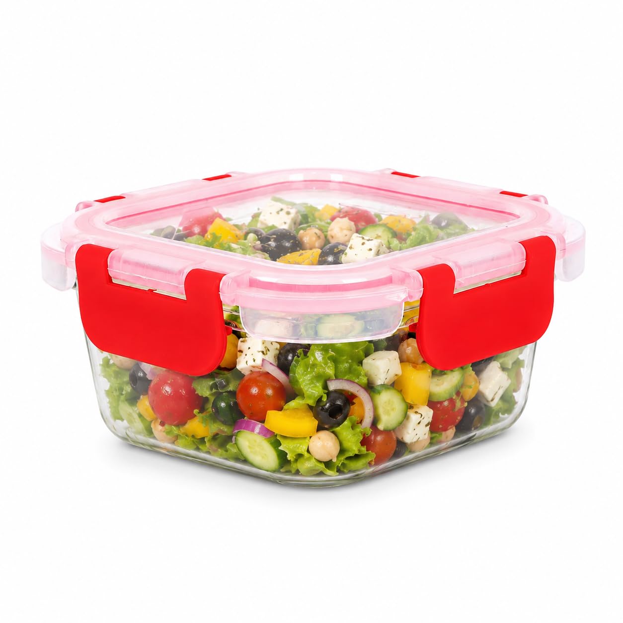 Square Glass Food Container - 320ml with Lid -1